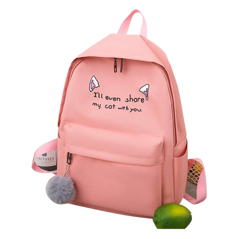 Новинка весны и лета 2005, женский рюкзак, модный холщовый рюкзак из четырех предметов с кошачьими ушками, школьная сумка для студентов