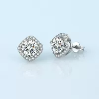 Earrings with zircon, silver 925 sample