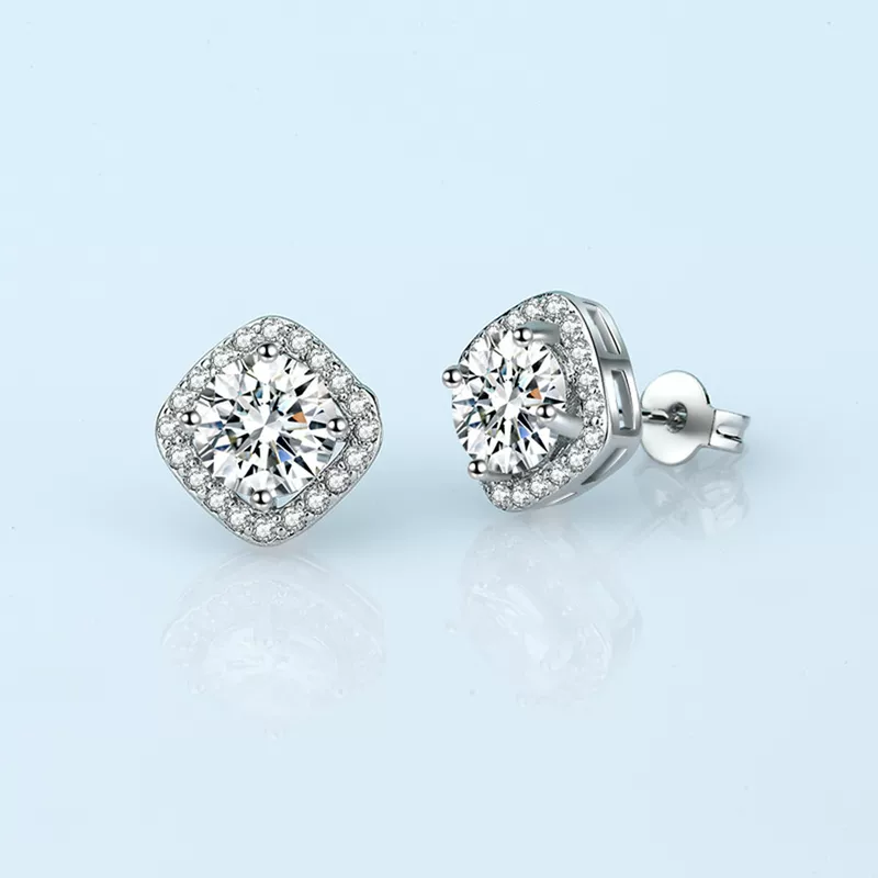 Earrings with zircon, silver 925 sample
