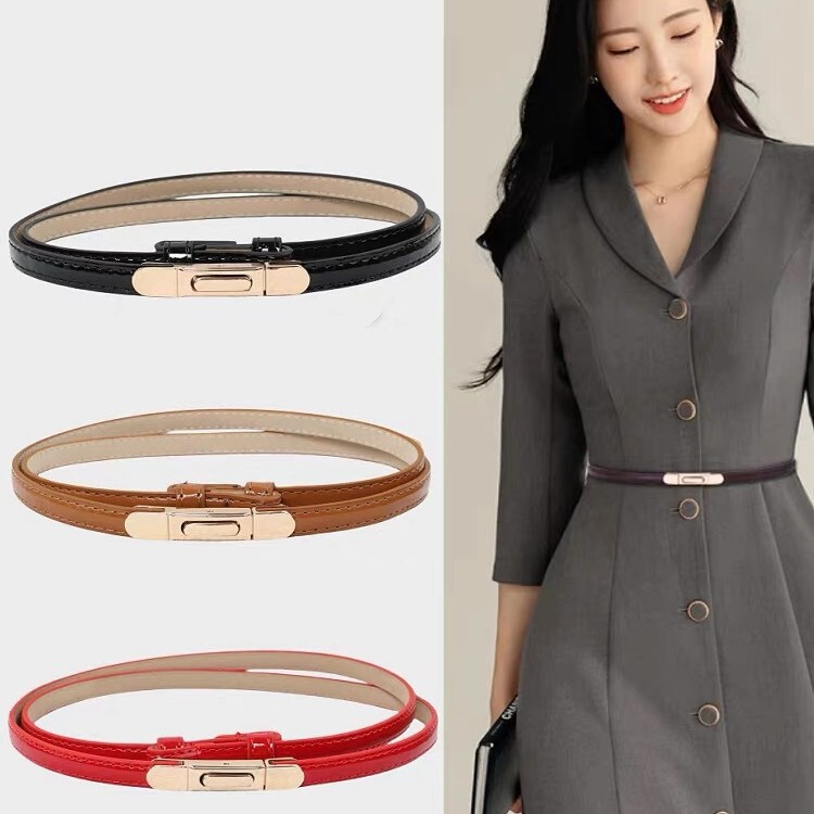 Patent Leather dress Thin Belt Women's Elegant Fashion Shirt Skirt Tight Waist Decoration All-match Pants Adjustable Belt