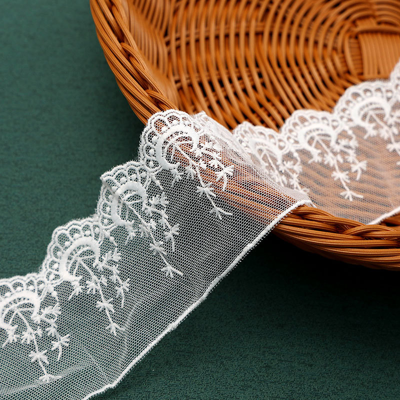 8 cm barcode mesh fabric milk silk dissolvable lace embroidery lace for clothing wedding curtains and other accessories
