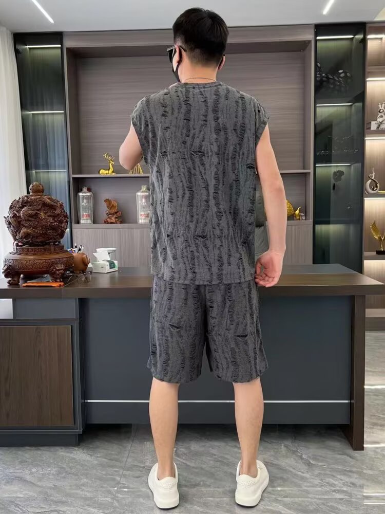 Camisa menos ropa traje de ropa deportiva verano para hombres camiseta de manga corta jersey de baloncesto pantalones cortos casuales de dos piezas tendencia coreana