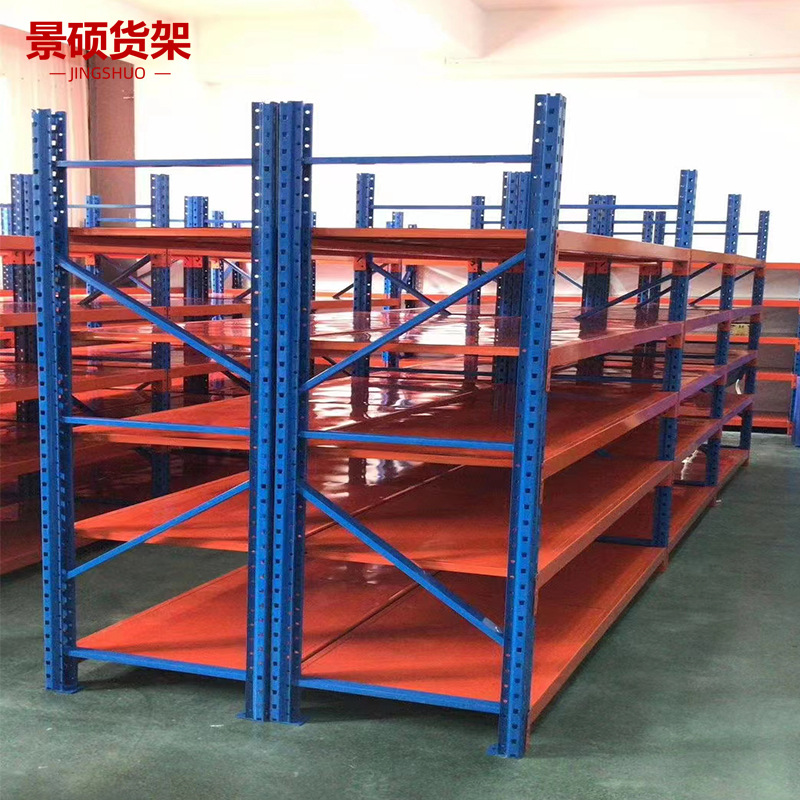 Estanterías de almacén, estantes de almacenamiento, estanterías de exhibición de varias capas para ferreterías, estanterías de almacenamiento de acero laminado en frío, estanterías industriales de acero para suelo.