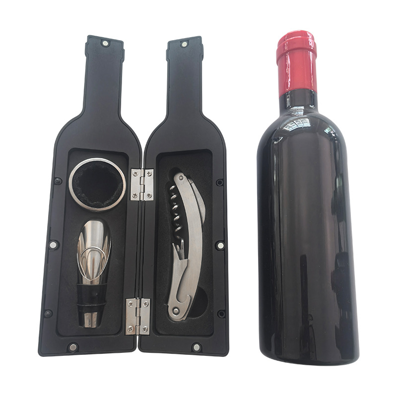 Caja de regalo creativa caja de regalo botella de vino tinto Abrebotellas de vino tinto juego de vino 3 piezas juego de vino negro 5 juegos de comercio exterior juego de vino