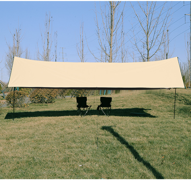 Outdoor Canopy Tent for Camping, Windproof and Sunproof, Khaki Color, Rain Shelter, Four-Cornered Awning, Heavy Rain Waterproof