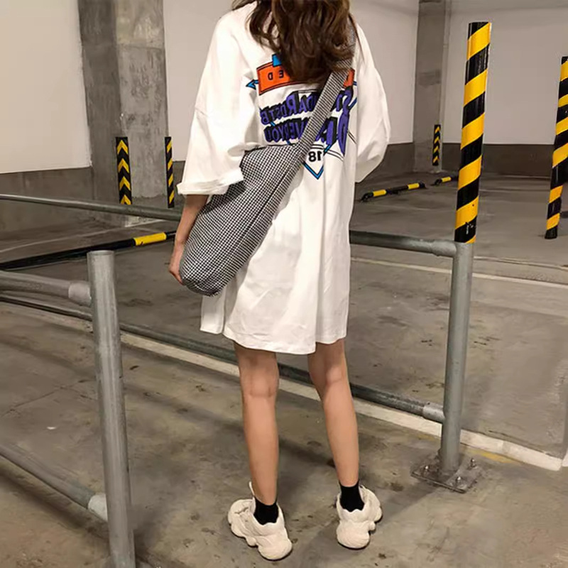 Plus Size Large Size T-Shirt Women's Short-Sleeved 2024 New Summer Versatile Loose Mid-Length Half-Sleeved Skirt Top Trendy Ins
