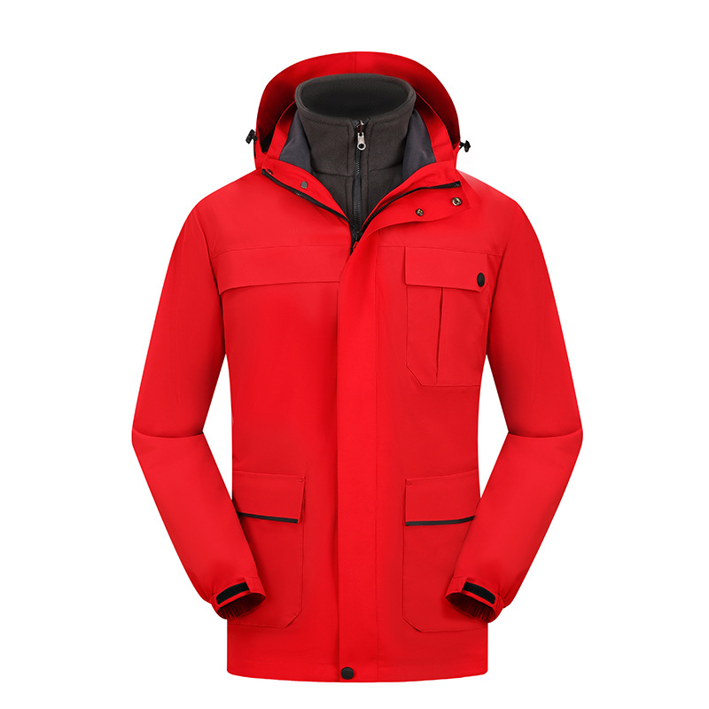 Grupo de invierno Enterprise overol capa de impresión forrada de lana engrosada a prueba de frío tres en uno chaqueta personalizada logotipo impreso