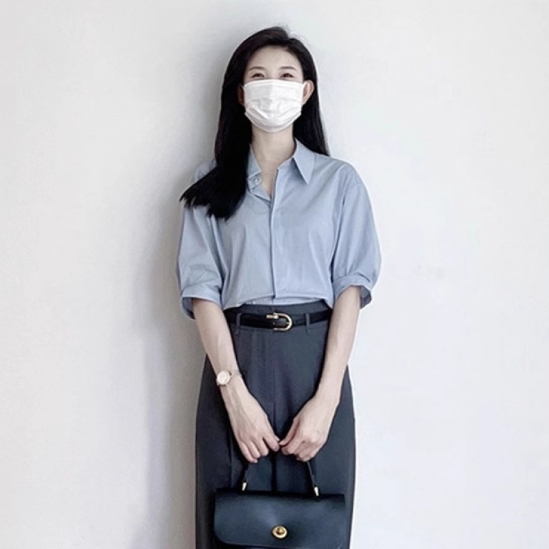 春季轻熟穿搭一整套女2025新款蓝色衬衫搭配西装裤子休闲两件套装|undefined