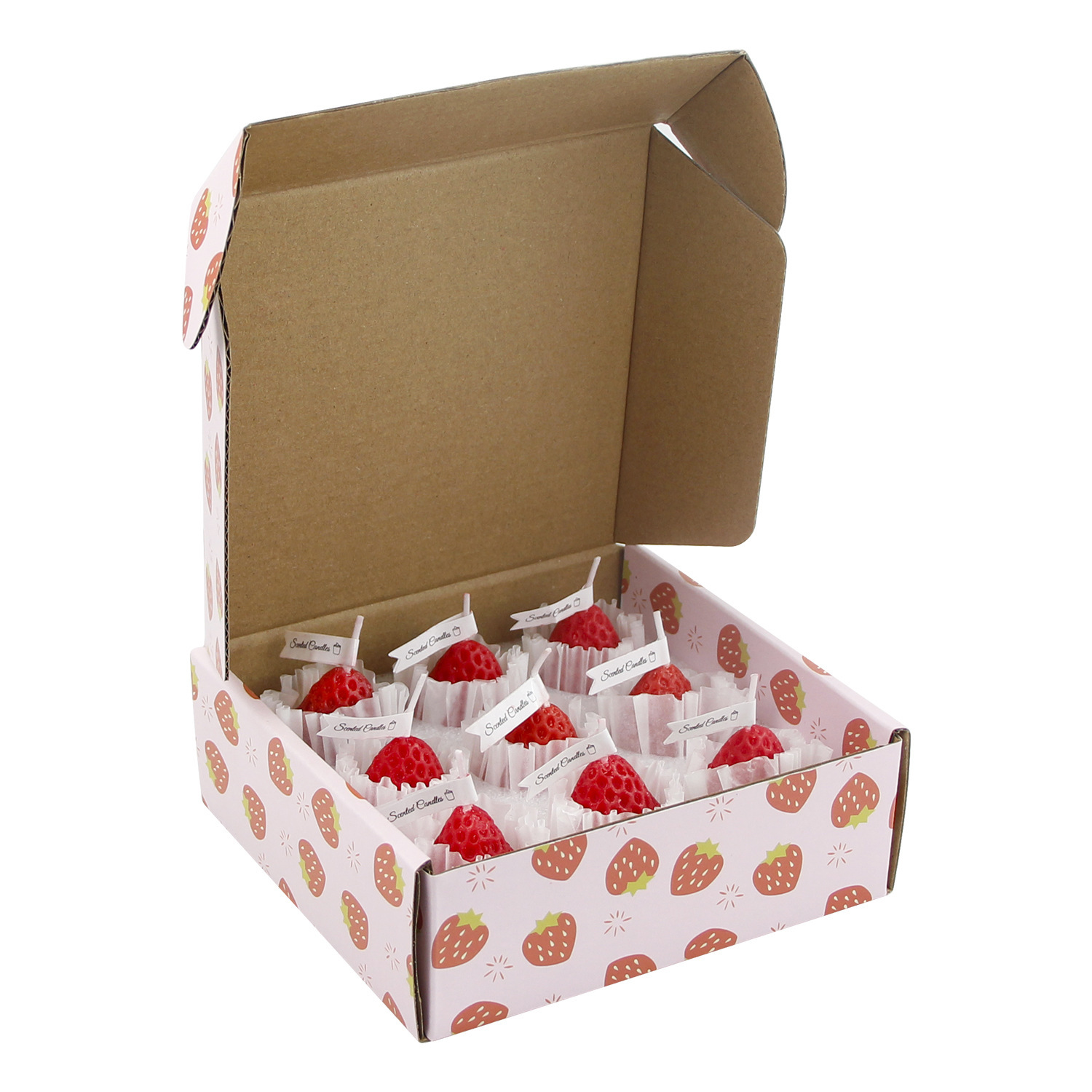 Creativo regalo de Año Nuevo vela de fresa caja de regalo niña decoración interior modelado fragancia simulación fruta vela al por mayor