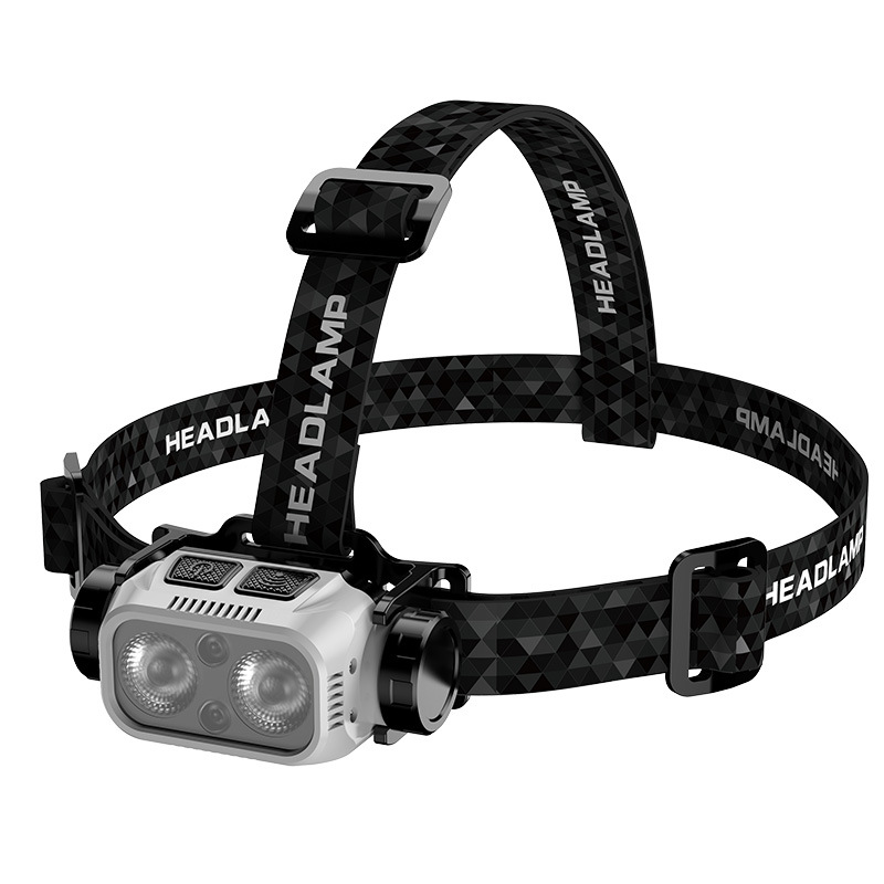 Linterna frontal pequeña de luz fuerte, ultrabrillante, recargable, con sensor montado en la cabeza, doble fuente de luz, blanca y amarilla, para exteriores, batería de larga duración, portátil, para correr de noche y pescar image 6