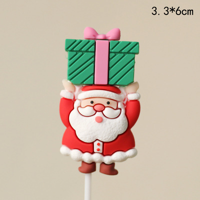 2024 decoración de pastel de Navidad árbol de Navidad anillo de césped pegamento suave Santa Claus decoración de copo de nieve plug-in de Navidad