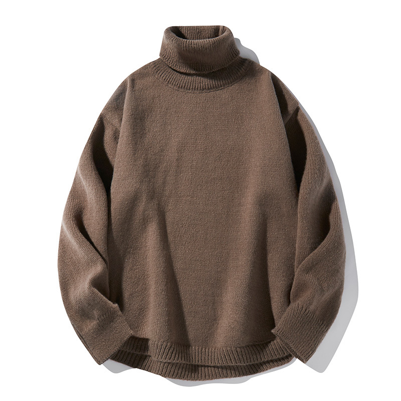 Herren-Rollkragenpullover, Winterstrickpullover, lässig, lockere Passform, dick, warm, Retro-Stil, Rollkragenoberteil für Teenager und Erwachsene_voghion.com