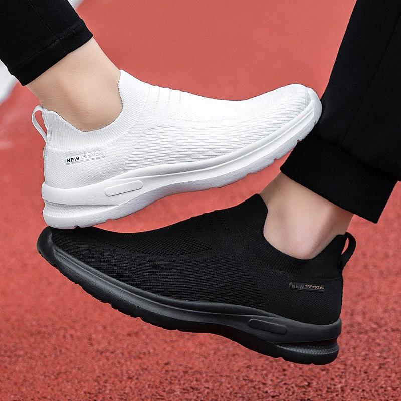 Летняя новая прогулочная обувь без шнуровки с мягкой подошвой, старая обувь, удобная обувь Four Seasons, летающая тканая обувь, обувь для мамы, белые туфли