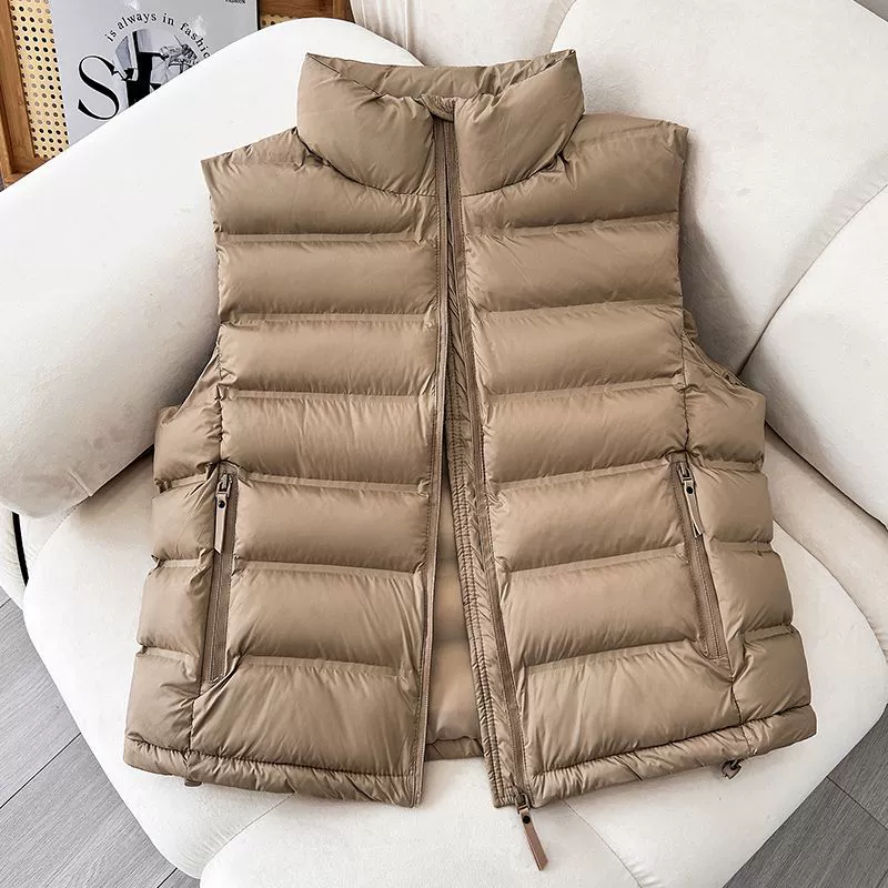Light and thin short demi-season vest with down, keep warm tank top, jacket, Korean style