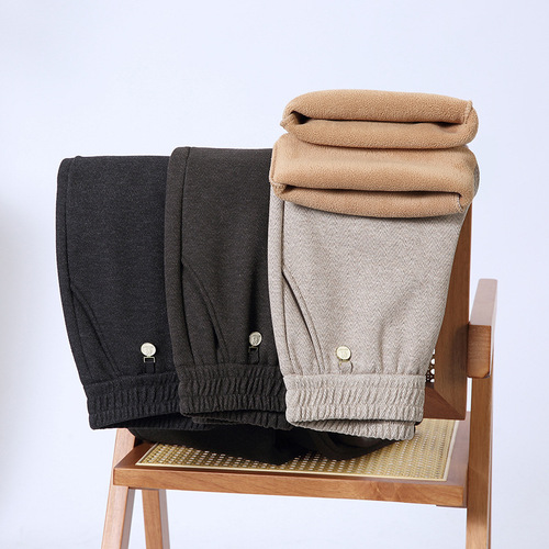New middle-aged women's pants autumn and winter plus woolen pants outside wearing winter clothes mother pants 60-year-old middle-aged and elderly clothes casual