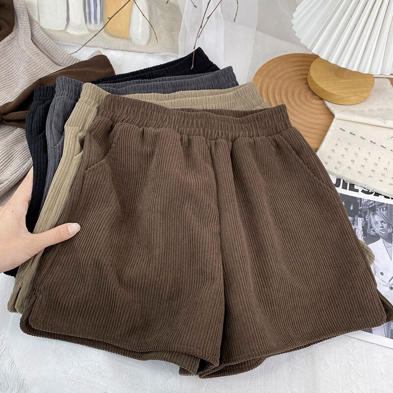 Plus-Size Korean-Style High-Waisted Shorts for Women, Autumn and Winter New Loose Versatile Wide-Leg Pants, Retro Boot Shorts Trendy Plus-Size Korean-Style High-Waisted Shorts for Women, Autumn and Winter New Loose Versatile Wide-Leg Pants, Retro Boot Shorts Trendy