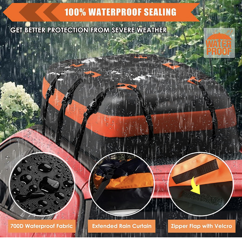 Car roof luggage bag, 600D waterproof and wear-resistant, suitable for all car models, car roof storage bag