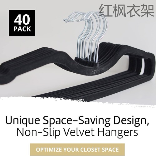 Space-saving short neck velvet anti-slip dry-wet two-in-one shorter height ultra-thin hanger for organizing clothes