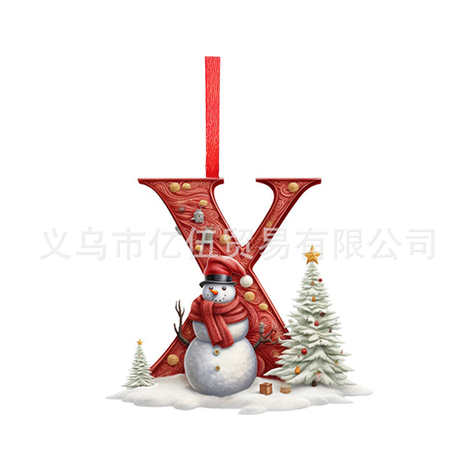 Nuevos productos transfronterizos 26 letras muñeco de nieve bebé colgante de Navidad acrílico plano árbol de Navidad decoración para el hogar colgante image 29