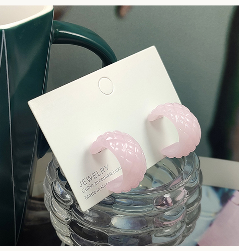 Fashion C Shape Plastic Resin Splicing Earrings