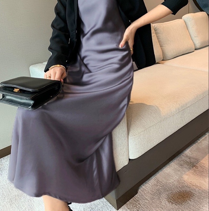 輸入三酢酸サテンワンピース超美多色45度斜め裁断|undefined