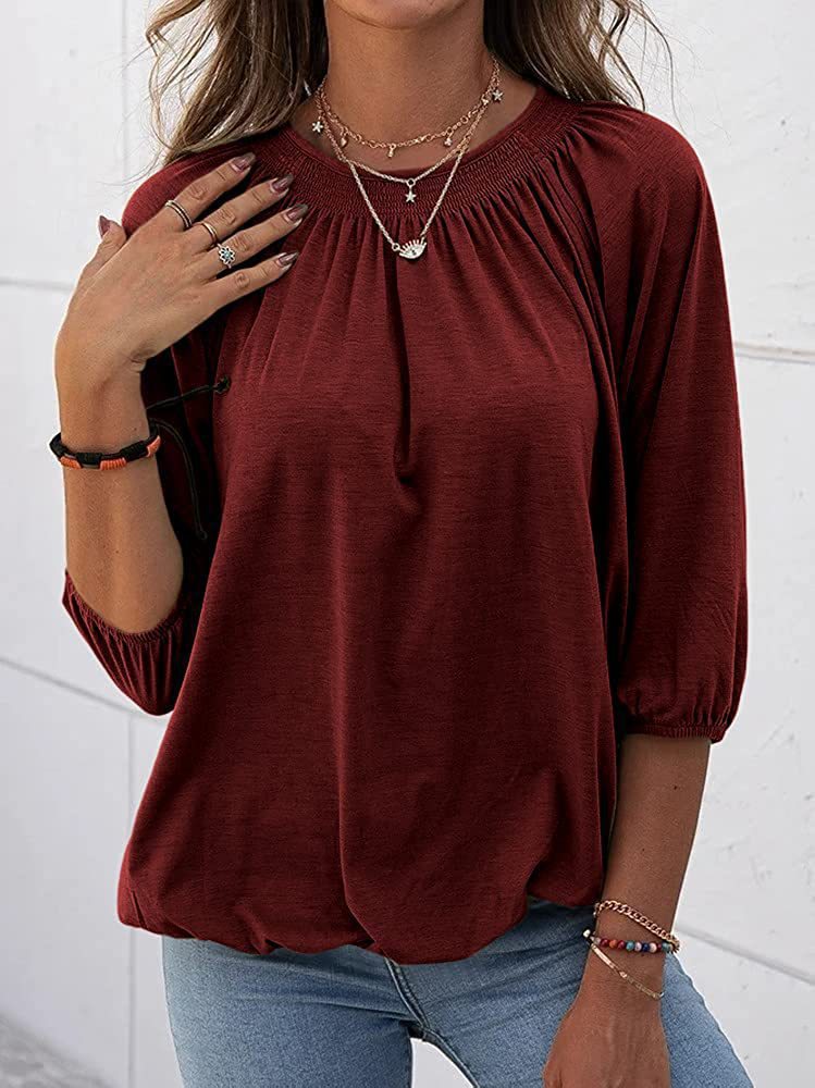 Elegant Solid Color Polyester Round Neck Long Sleeve Regular Sleeve T-shirt display picture 2