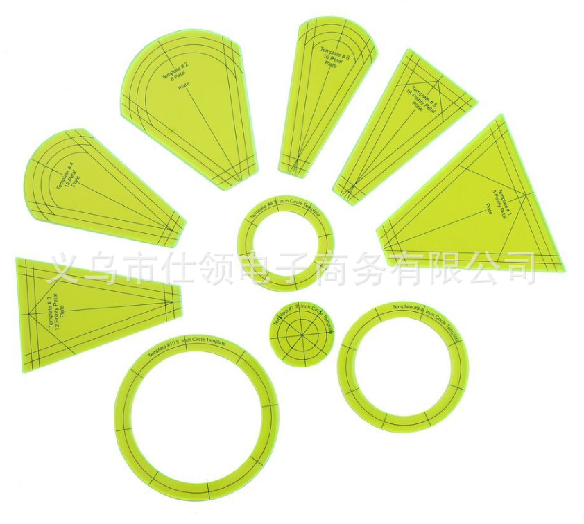 Multi-funcional de 10 piezas de costura de forma especial patchwork regla Regla de acrílico DIY costura regla plantilla patchwork herramienta