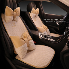 Car seat cushions for winter, single-piece car seat mats—four-season universal design, trendy camellia-inspired three-piece set in Chanel-style aesthetic