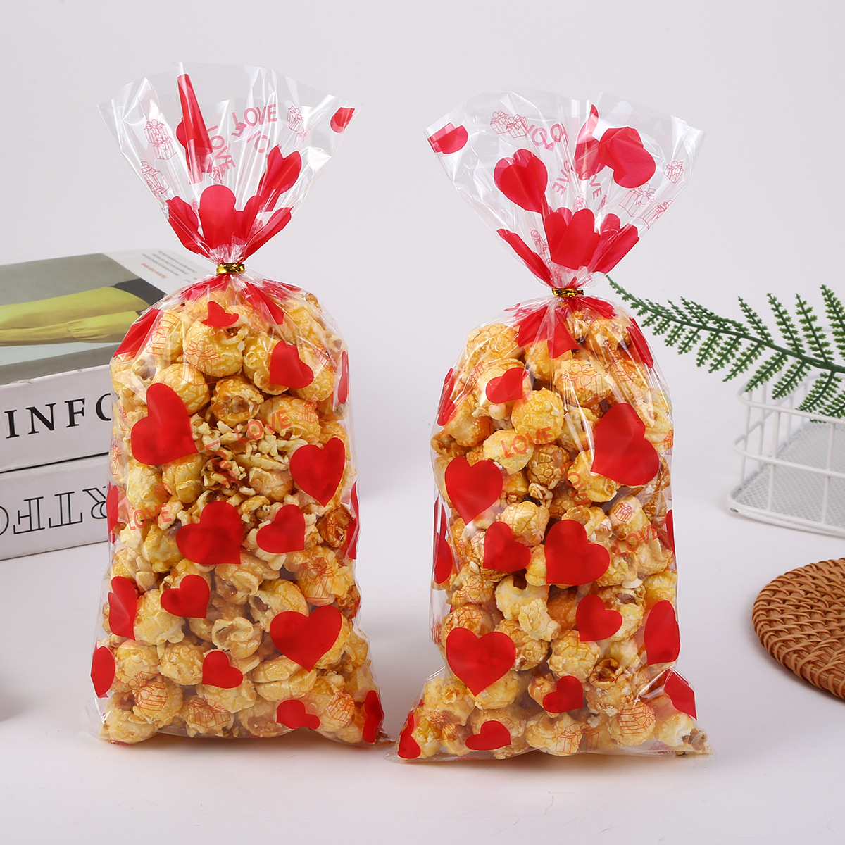 Bolsillo plano OPP para el día de San Valentín transfronterizo bolsas de impresión de dulces bolsas de embalaje galletas horneadas bolsas de vidrio plástico