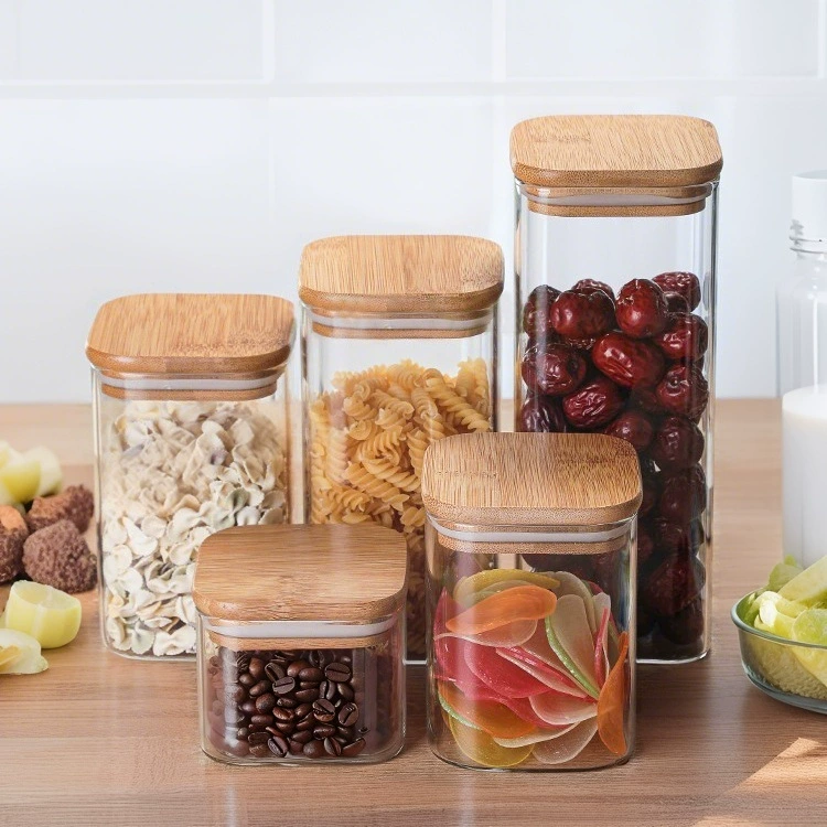 Высокие боросиликатные стеклянные герметичные банки квадратные бытовые шампуры кофе чайные банки для хранения чая