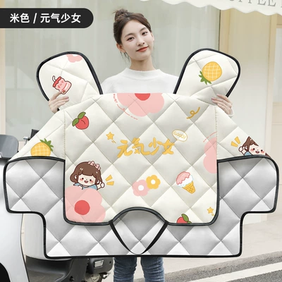 Suitable for Electric Vehicle Windproof Quilt, Motorcycle front windshield - beige-energetic-girl-universal-for-all-seasons-double-sided-waterproof