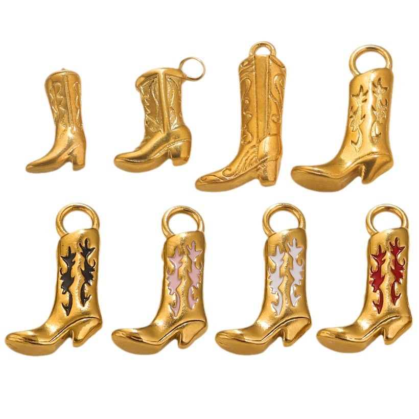 Botas de acero inoxidable colgantes de zapatos colgantes de oro 18K DIY pulsera collar bolsos colgantes al por mayor