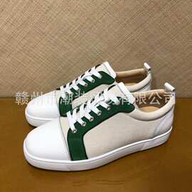 cl andgz男鞋绿色拼白色帆布低帮红底鞋光面女鞋情侣板鞋休闲鞋