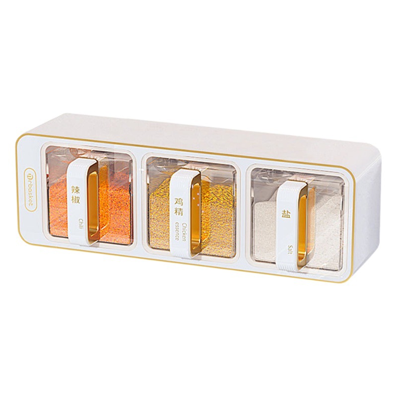 Caja de condimentos hogar cocina montado en la pared sal MSG condimento tarro montado en la pared caja de condimentos combinación traje caja de almacenamiento de especias