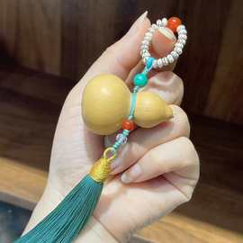 指尖串小葫芦星月菩提橄榄核手捻圆珠文玩把件佛珠手把件葫芦指环