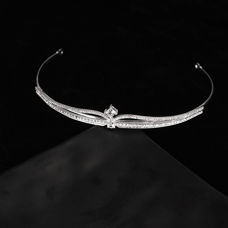 欧美跨境新娘皇冠头饰微镶锆石简约王冠生日礼物婚纱礼服佩戴发饰