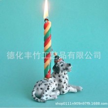 小狗蛋糕装饰 手工制作瓷器雕像收藏传家宝艺术品 生日烛台