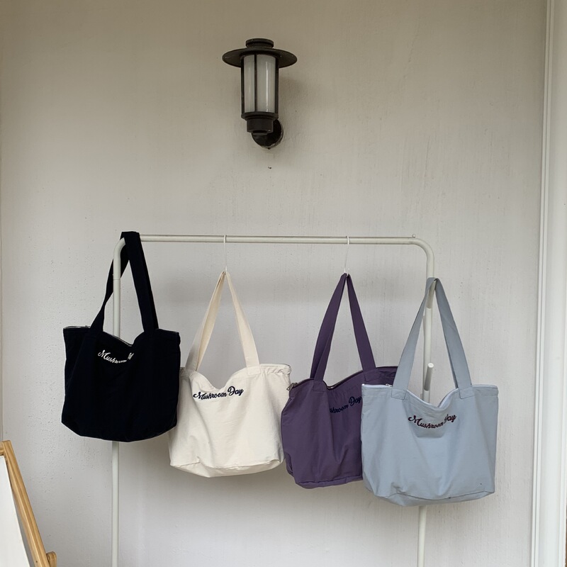 Canvas Bag New Fashion Style Embroidered Shoulder Bag Student Versatile Commuter Letter Tote Bag Canvas Bag New Fashion Style Embroidered Shoulder Bag Student Versatile Commuter Letter Tote Bag