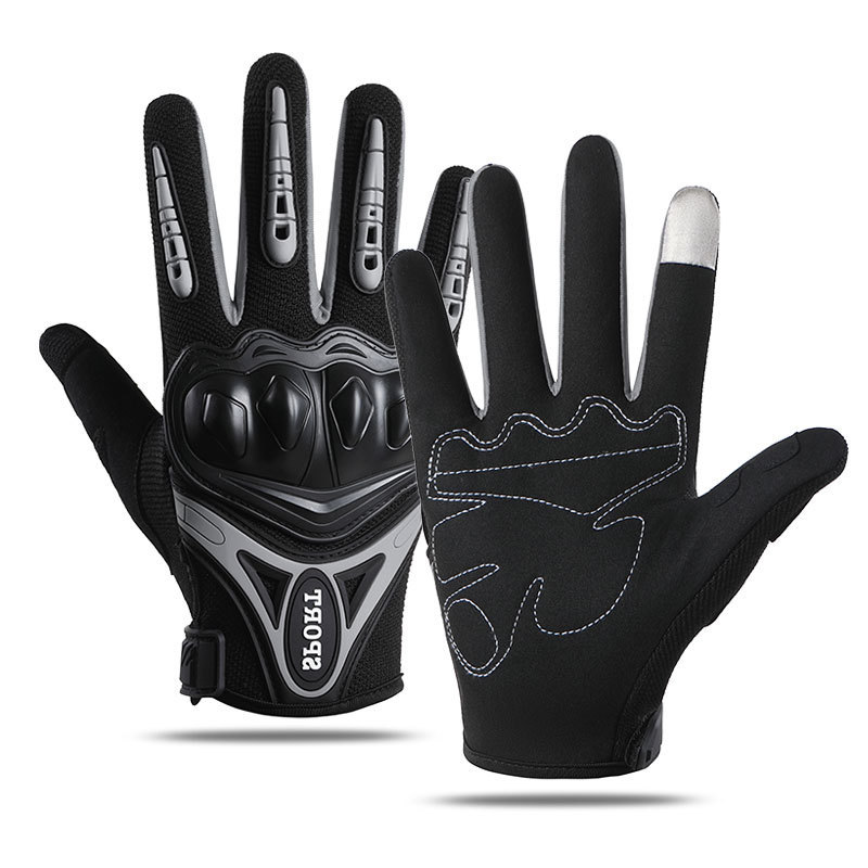 Guantes de ciclismo, deportes de motocicleta al aire libre para hombres, protección de pantalla táctil transpirable y antideslizante, guantes completos de fitness con absorción de impactos resistentes al desgaste
