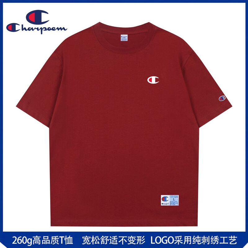 Champion Graffiti Short-Sleeved T-Shirt for Men and Women 2025 Summer New Heavyweight 260g Loose Trendy Brand Pure Cotton Couple Tops