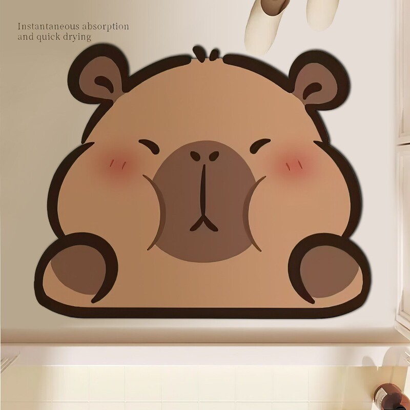 Kapibara Special-Shaped Diatomaceous Earth Floor Mat for Home Toilet and Bathroom, Dirt-Resistant and Water-Absorbent Door Mat, Capybara Bathroom Floor Mat