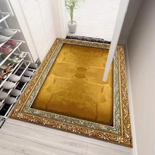 金钻绒地毯土黄色耐脏客厅卧室轻奢入户门垫门口欧式进门地垫