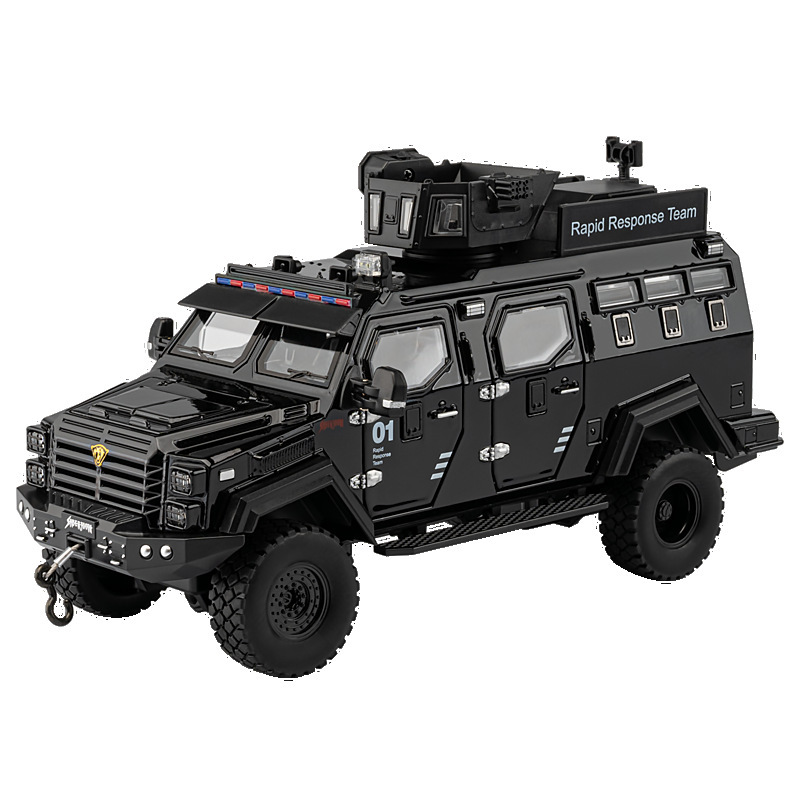 Coche a modelo de coche 1:24 tigre dientes de sable vehículo blindado coche de calle versión de coche todoterreno de aleación modelo de luz y sonido decoración juguetes para niños