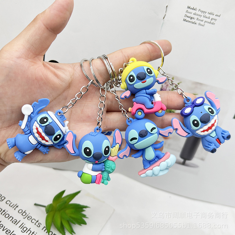 Llavero Stitch Llavero Colgante pequeño Etitch Llavero Stitch Colgante de muñeca Bolsa de coche Accesorios