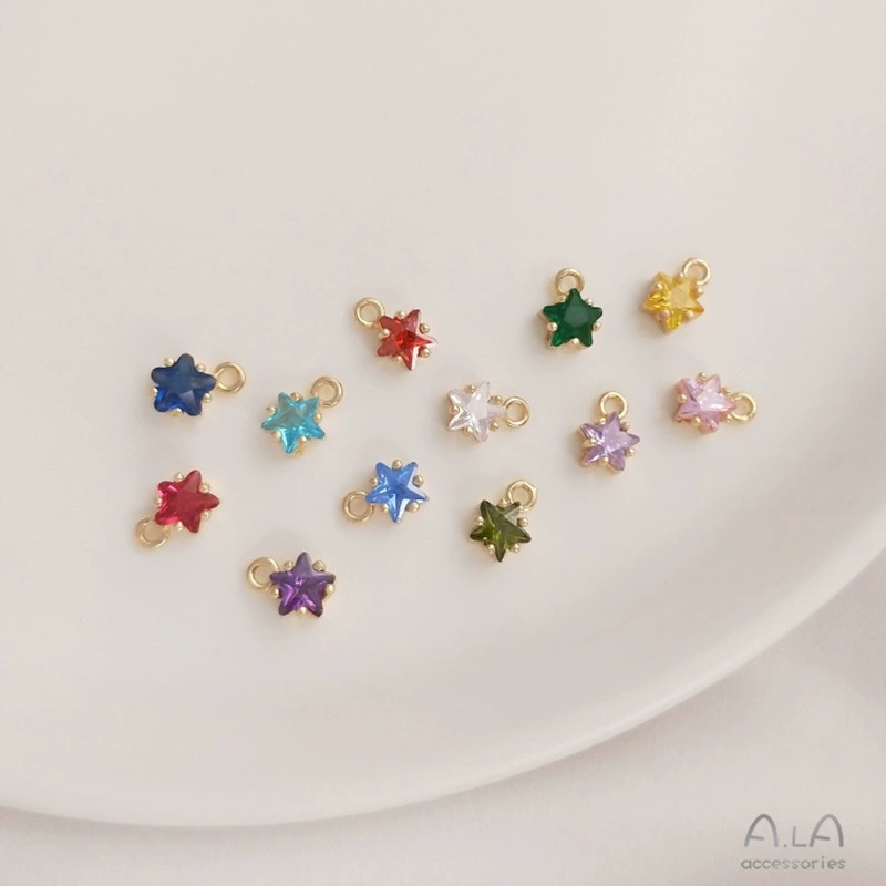 Цветная пятиугольная звезда циркон-каменная подвеска Счастливый камень подвеска 14K с золотым сохранением цвета DIY ювелирная подвеска