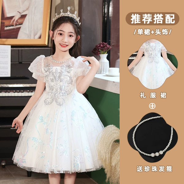 White headband pearl, with short sleeve