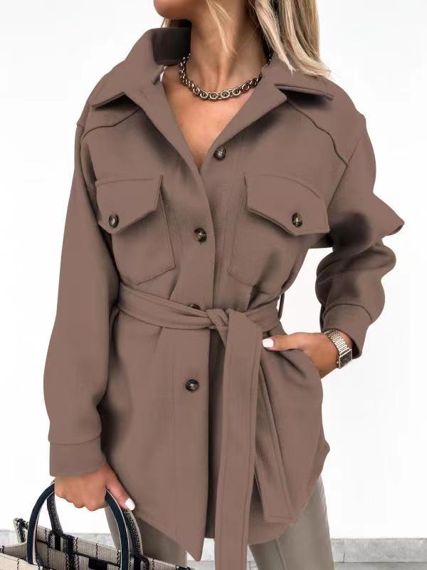 2024 herbst Neue Gürtel Woolen Anzug Mantel frauen_voghion.com