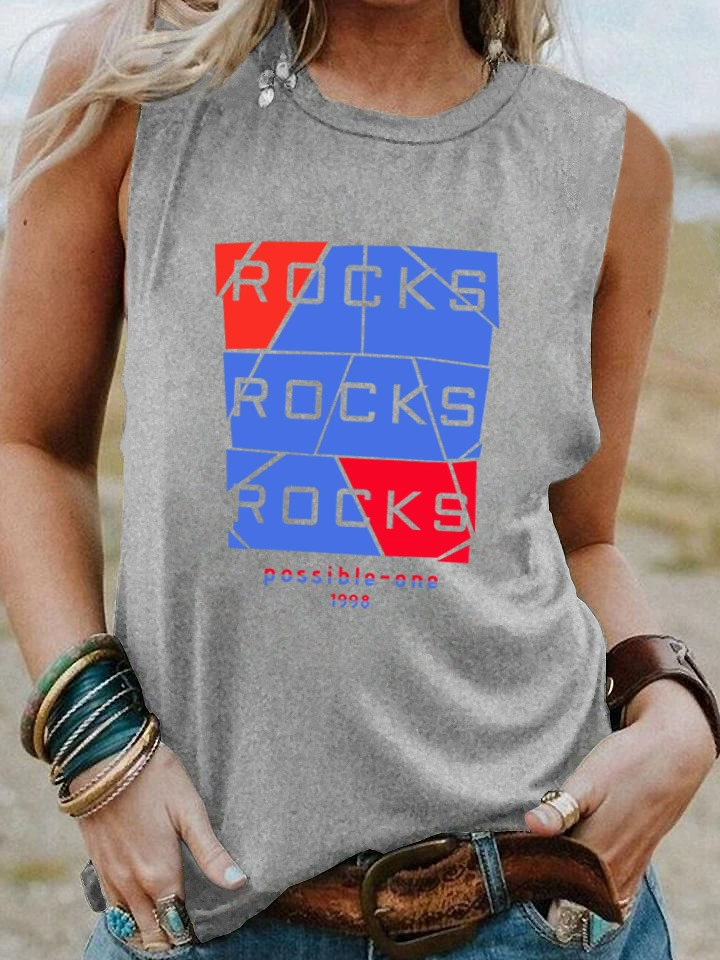 ROCKS жилет без рукавов Футболка с цветным принтом и буквами женская одежда