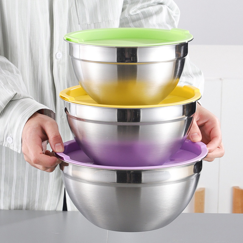 Tazón de acero inoxidable Amazon, tazón para cocinar, tazón para amasar, tazón para condimentos, tazón multiusos para ensaladas frías con tapa, tazón multifuncional