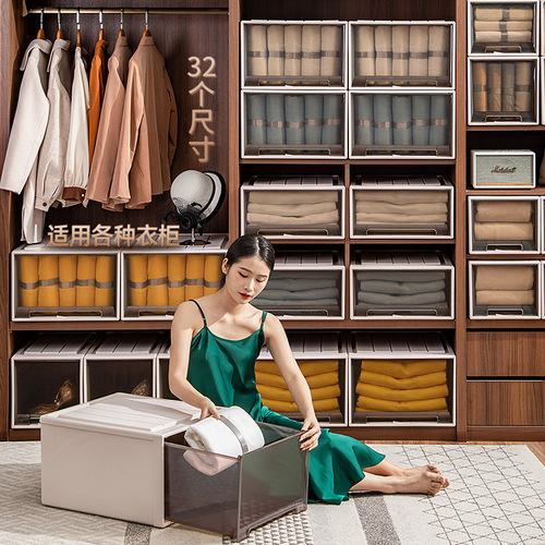 Thickened Drawer Storage Box Home Transparent Underwear Clothes Storage Cabinet Clothes Organizing Box Drawer Storage Container